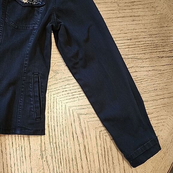 Black studded denim jacket size M dungarees - Picture 3 of 14